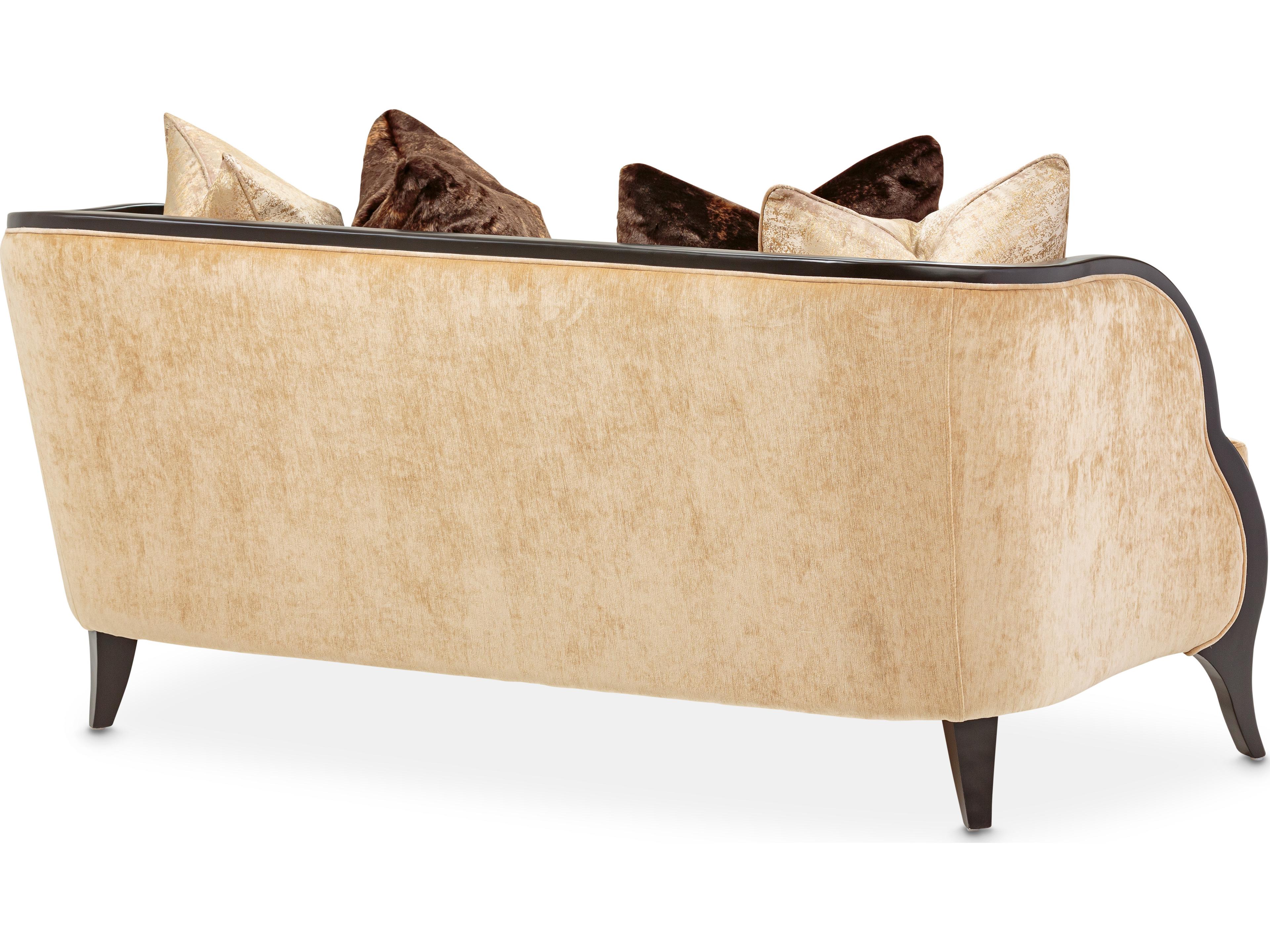 Michael Amini Malibu Crest - Mahogany Beige Upholstered Loveseat