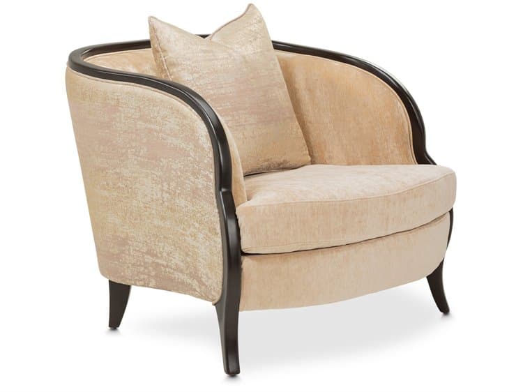 Michael Amini Malibu Crest - Mahogany Beige Accent Chair