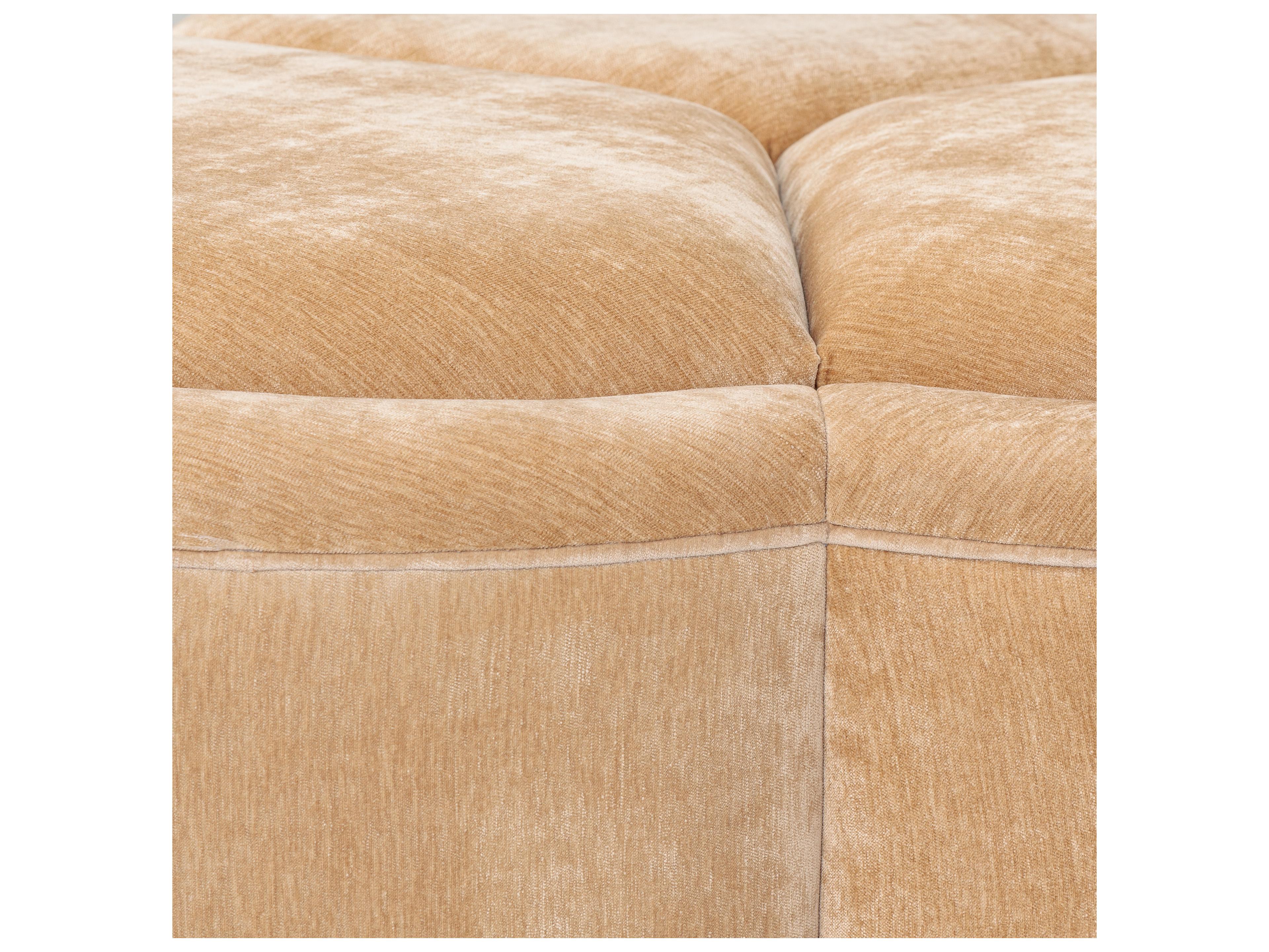 Michael Amini Malibu Crest - Mahogany Beige Upholstered Ottoman
