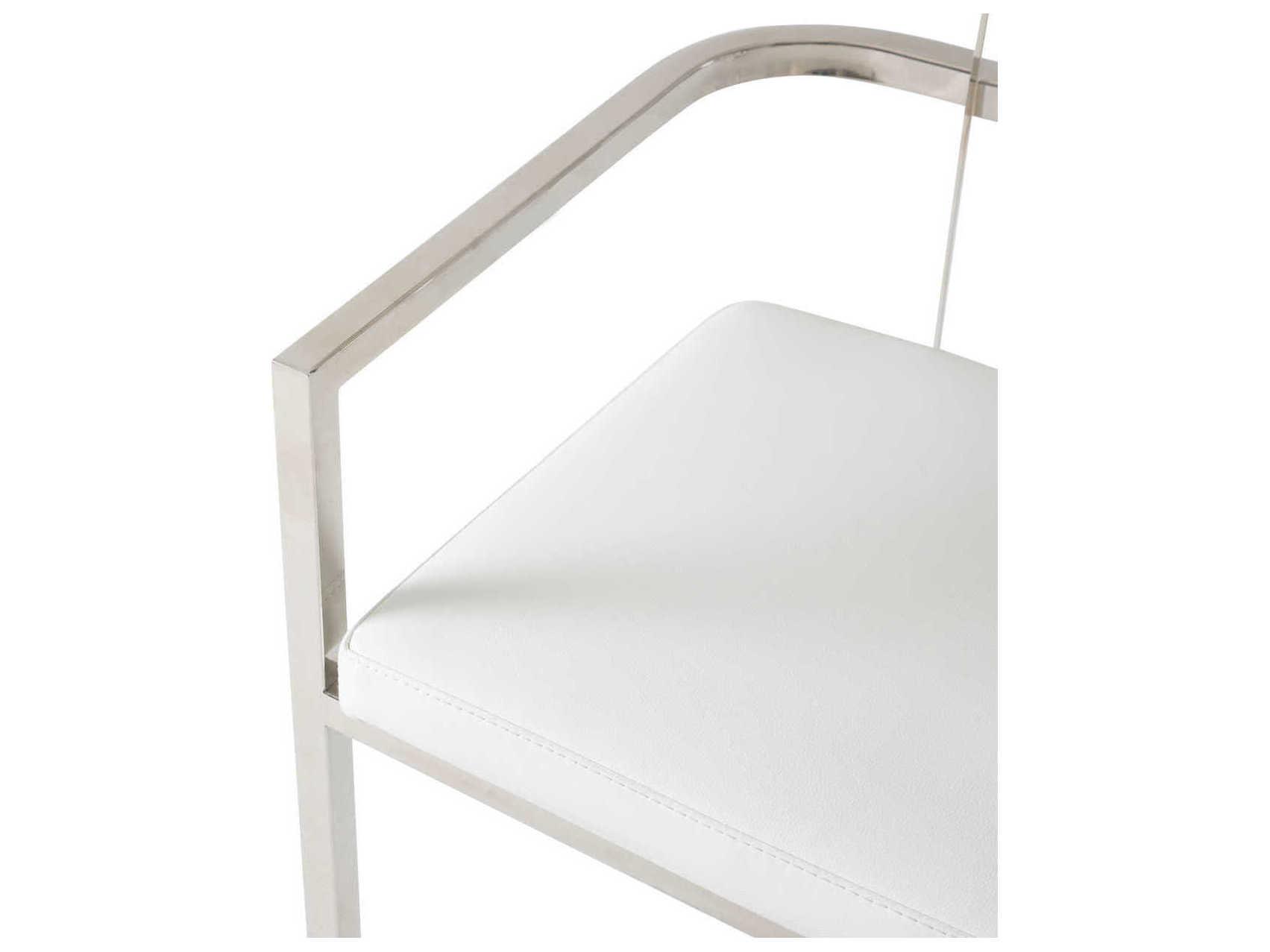 Luxecor Gilded White Leather Arm Dining Chair