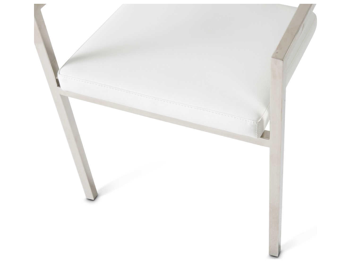 Luxecor Gilded White Leather Arm Dining Chair