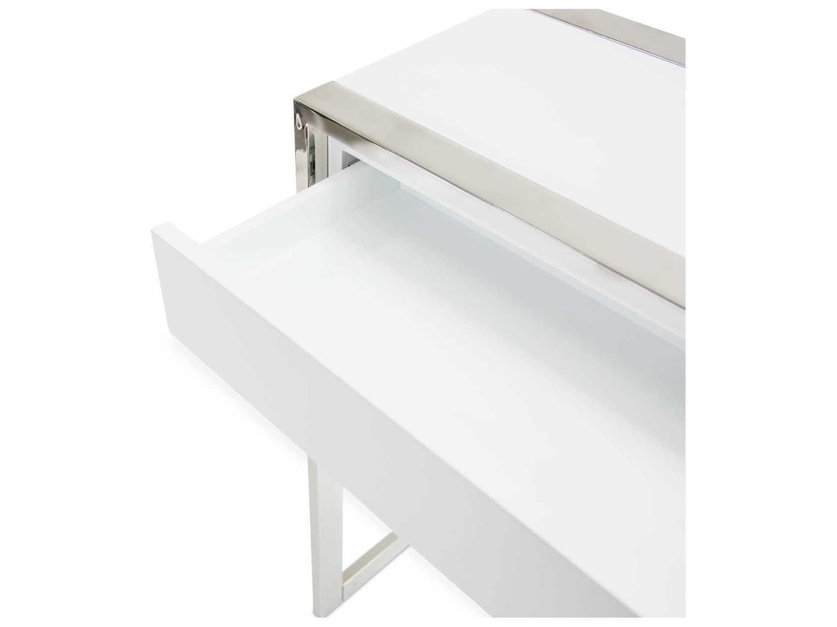 Michael Amini State St Rectangular Wood Glossy White Console Table