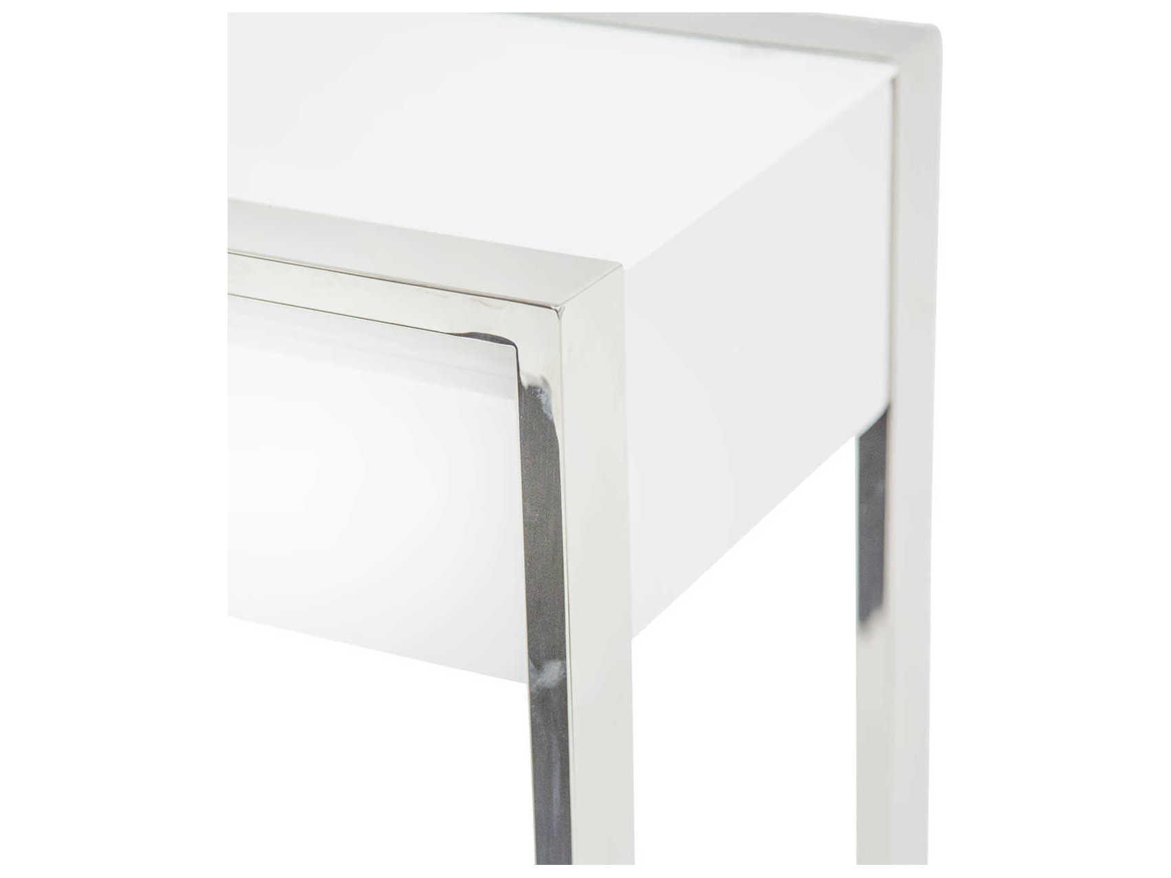 Michael Amini State St Rectangular Wood Glossy White Console Table