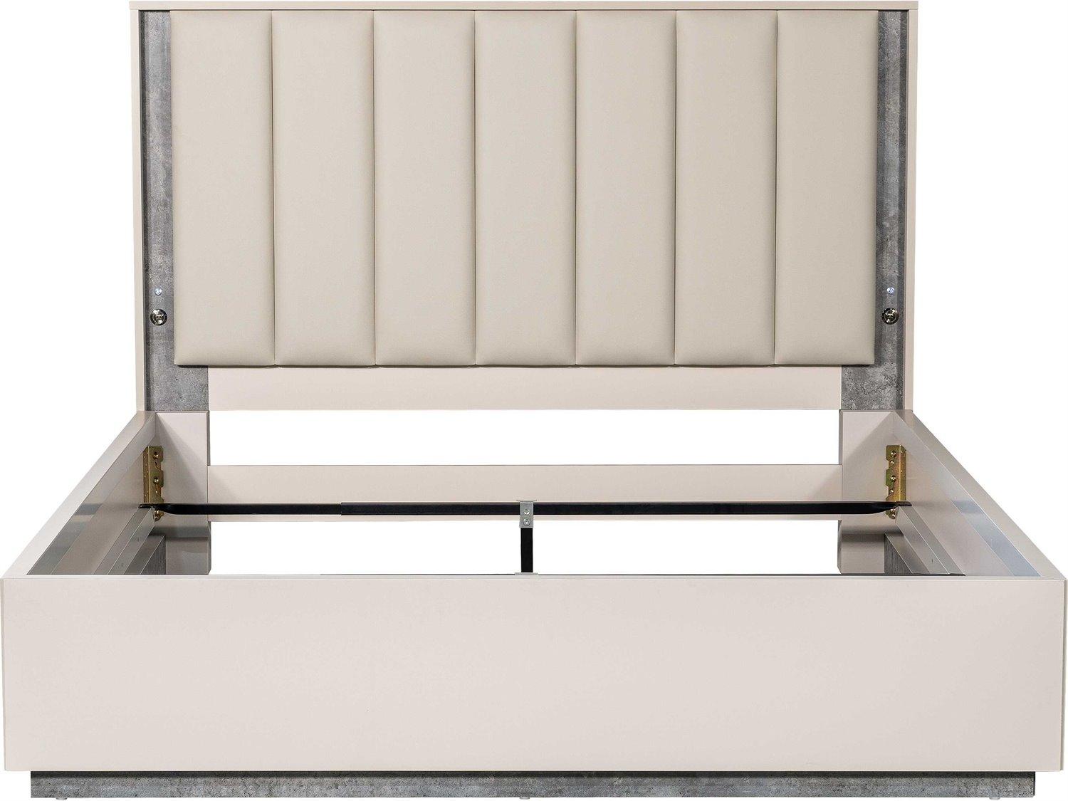 Michael Amini Pavira Stone White Upholstered Queen Platform Bed