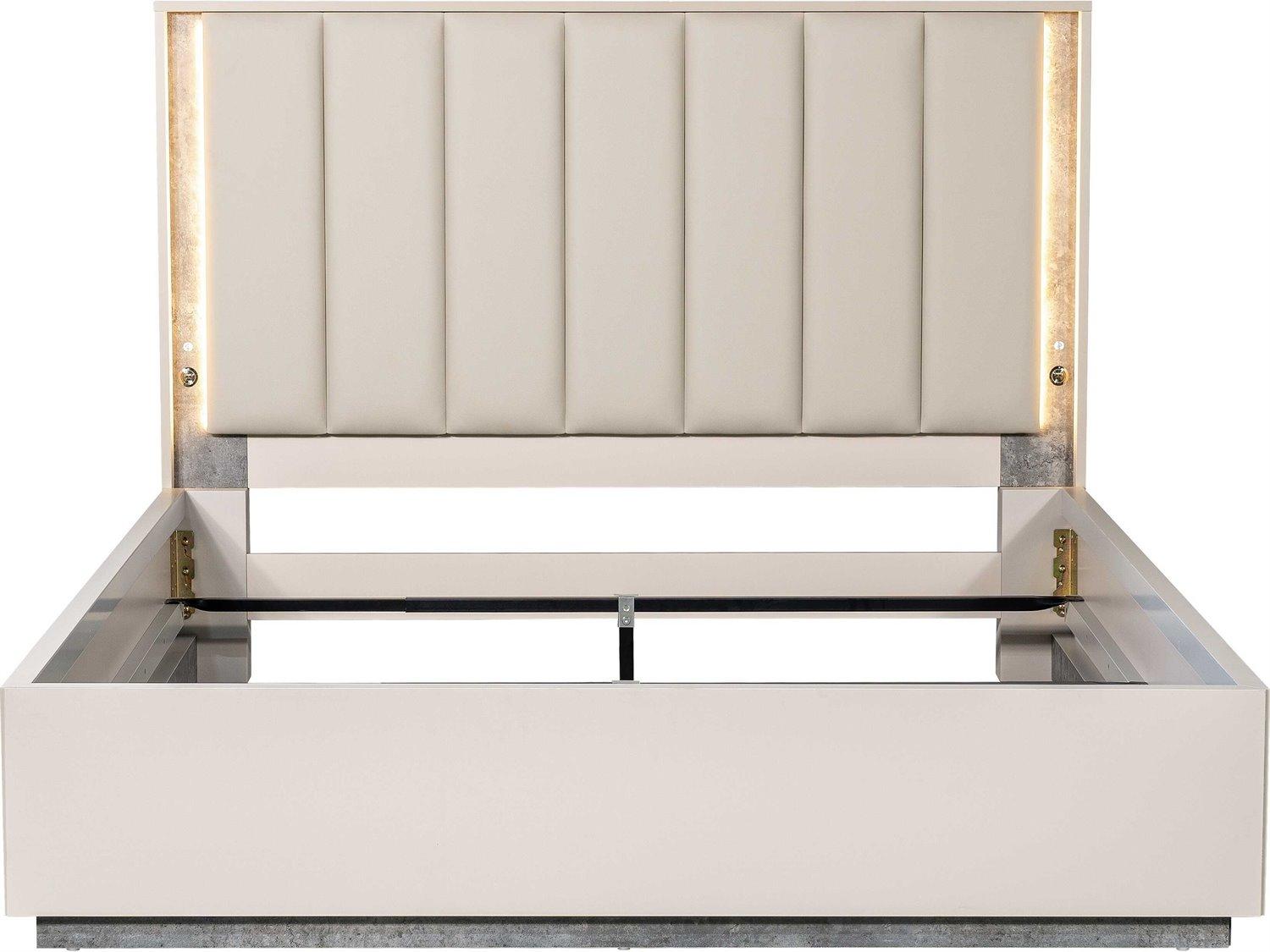 Michael Amini Pavira Stone White Upholstered Queen Platform Bed