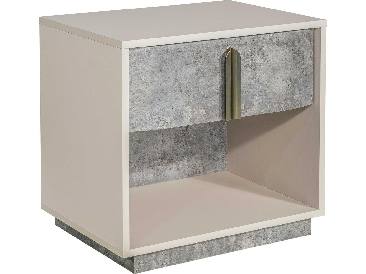 Michael Amini Pavira 1-Drawer Gray Nightstand