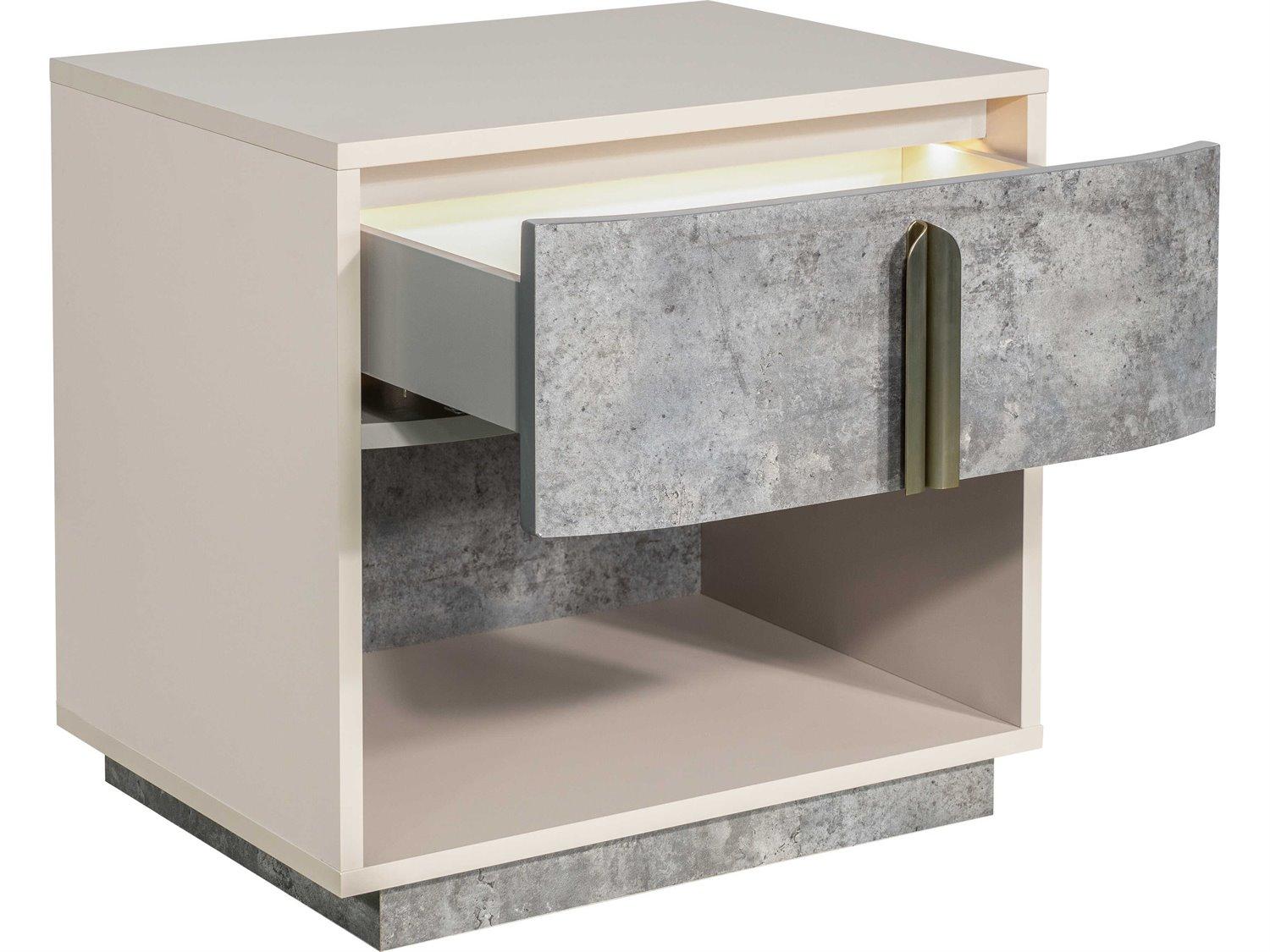 Michael Amini Pavira 1-Drawer Gray Nightstand
