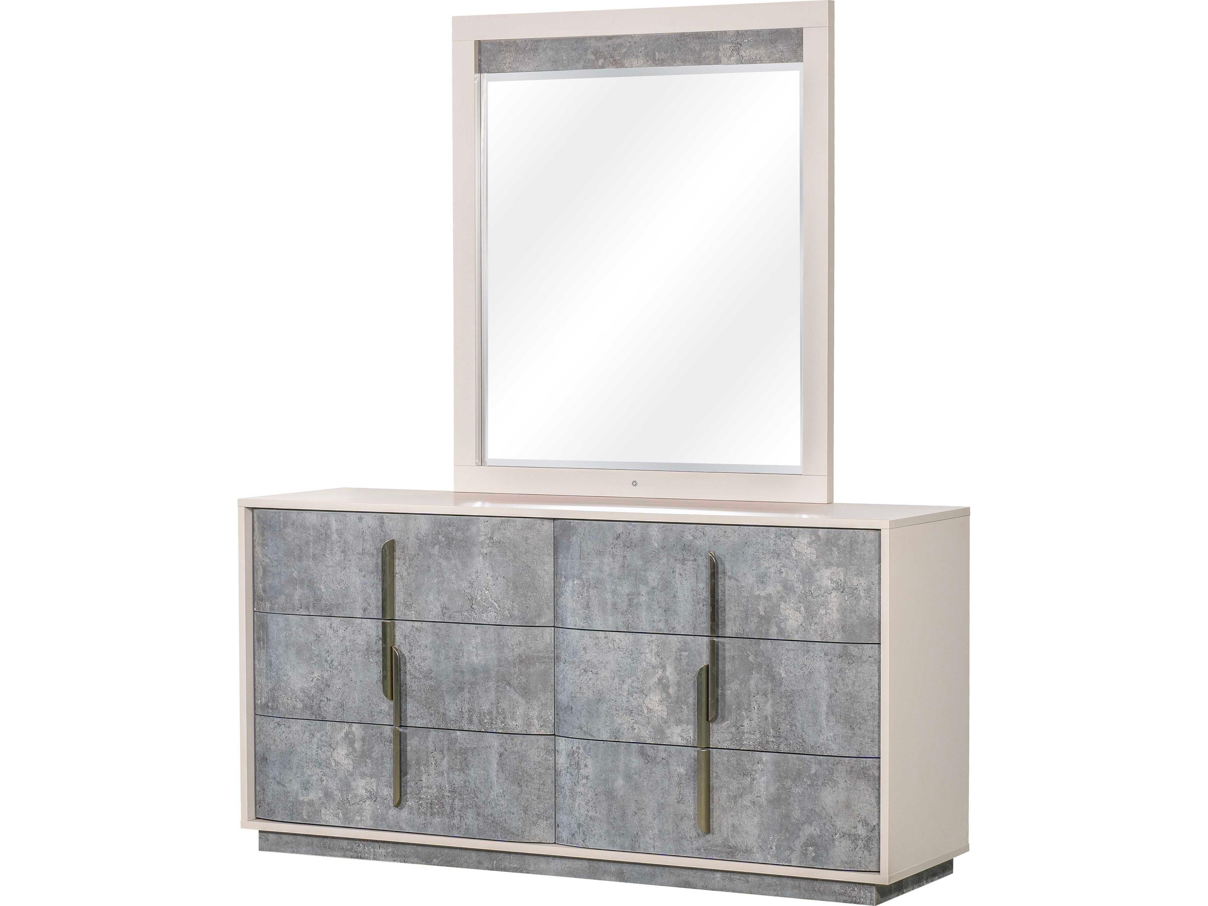 Michael Amini Pavira 6-Drawers Gray Double Dresser