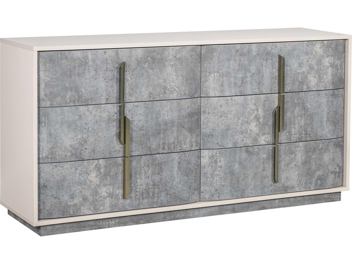 Michael Amini Pavira 6-Drawers Gray Double Dresser