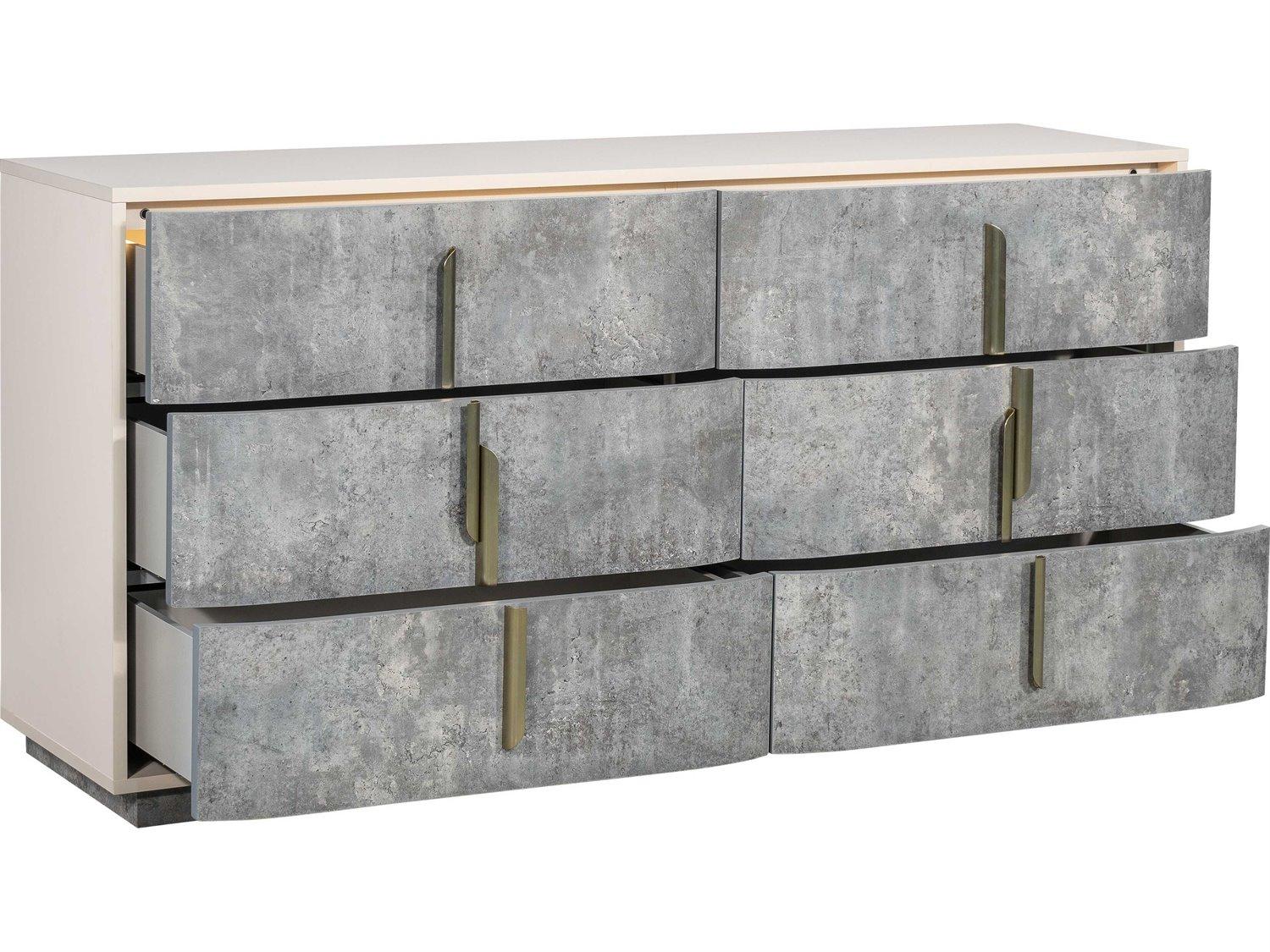 Michael Amini Pavira 6-Drawers Gray Double Dresser