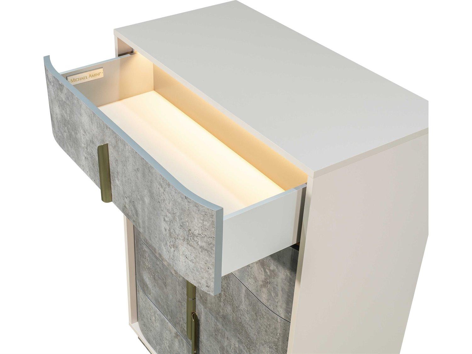 Michael Amini Pavira Stone Gray Accent Chest