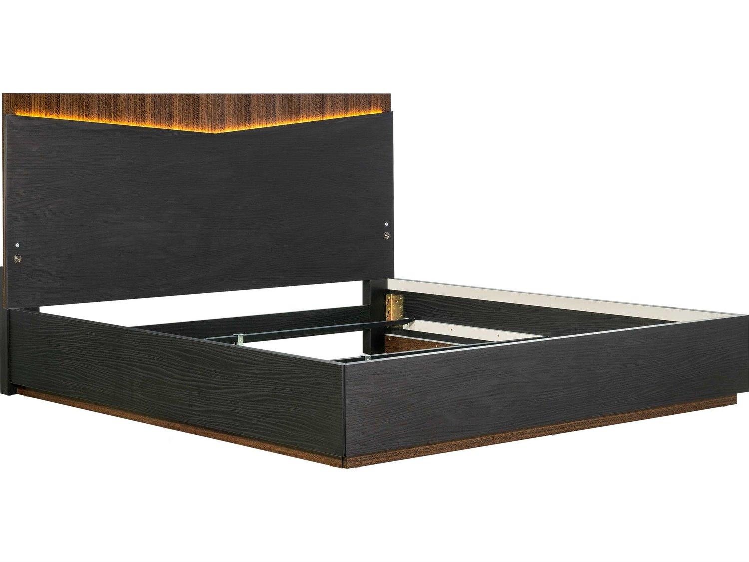 Michael Amini Kayner Charcoal Black Wood King Platform Bed