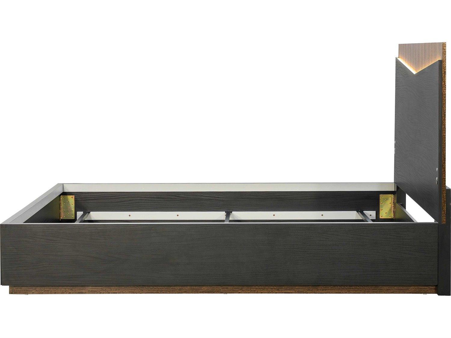 Michael Amini Kayner Charcoal Black Wood King Platform Bed