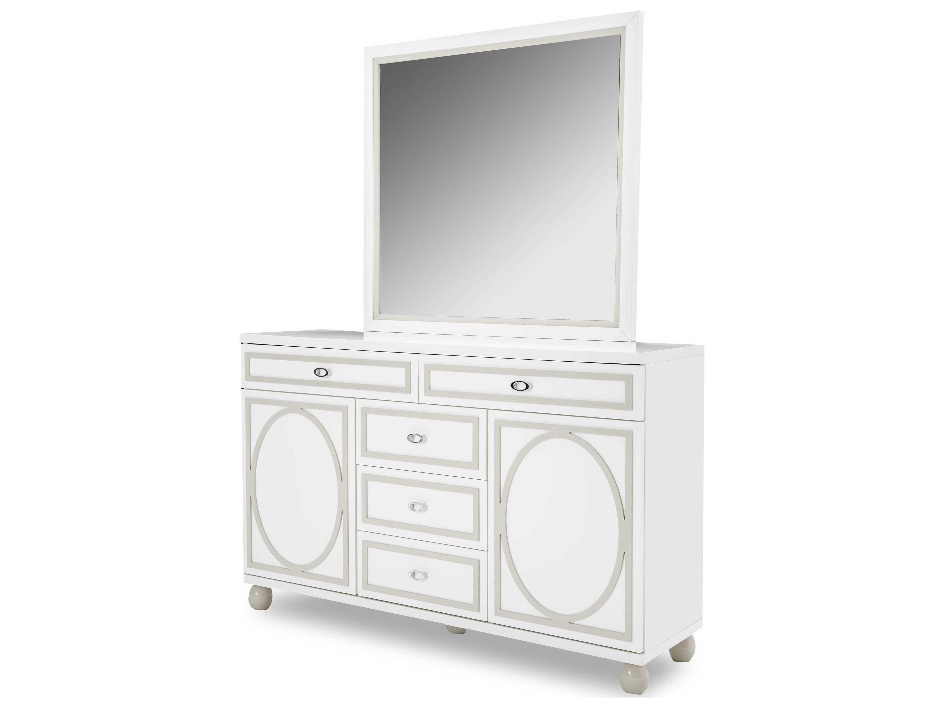 Michael Amini Sky Tower White Cloud Rectangular Dresser Mirror