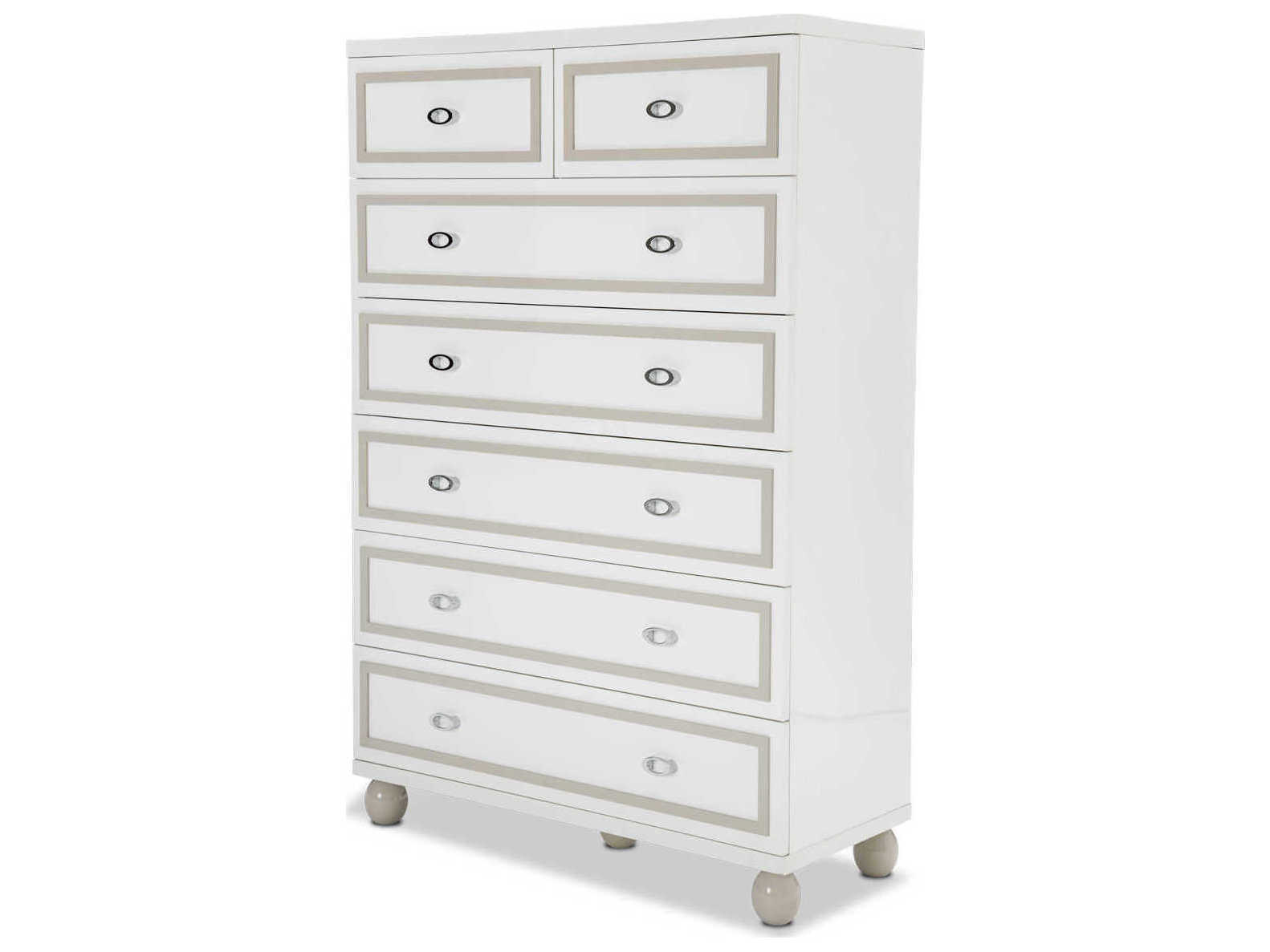 Michael Amini Sky Tower White Cloud Gray Accent Chest