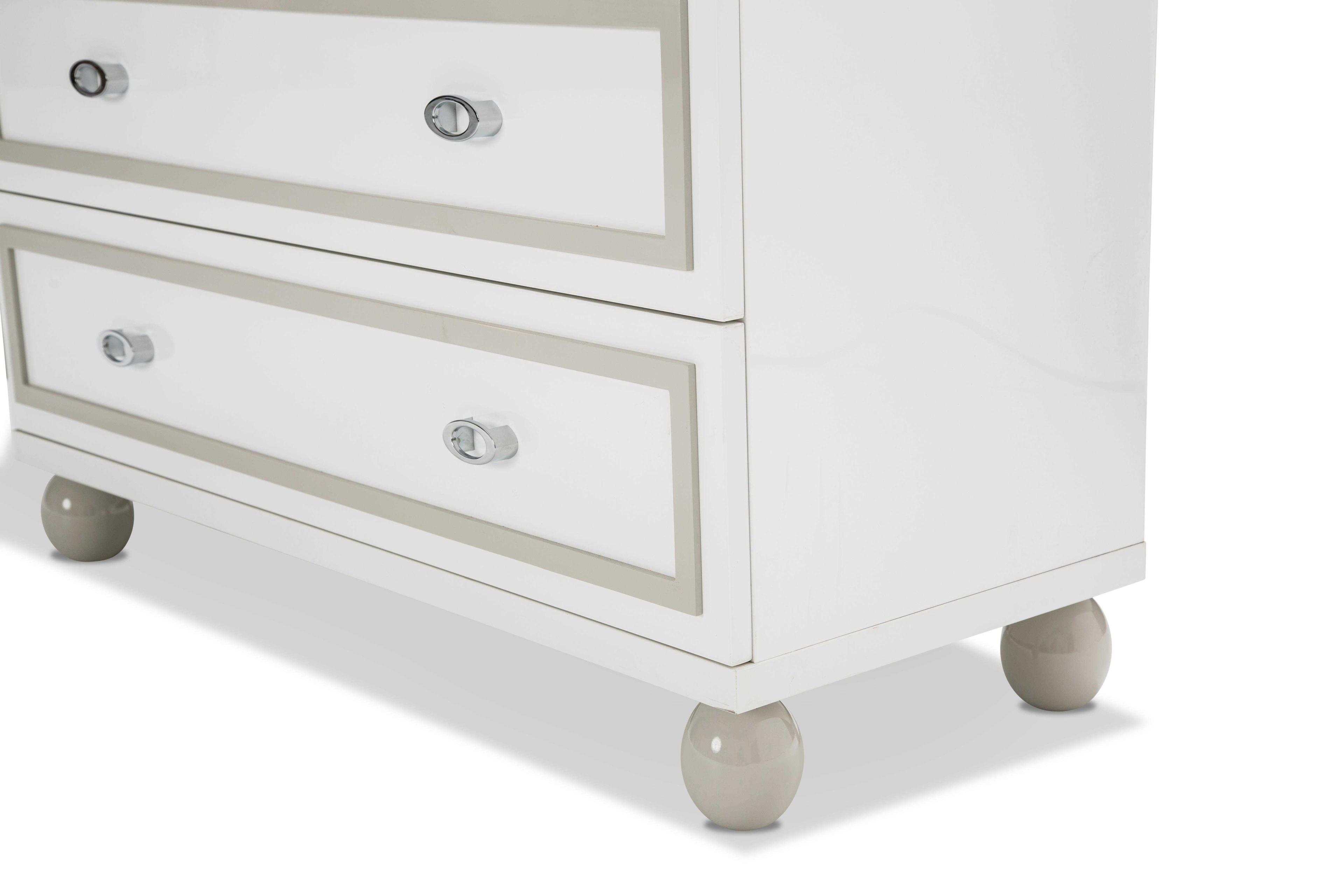 Michael Amini Sky Tower White Cloud Gray Accent Chest