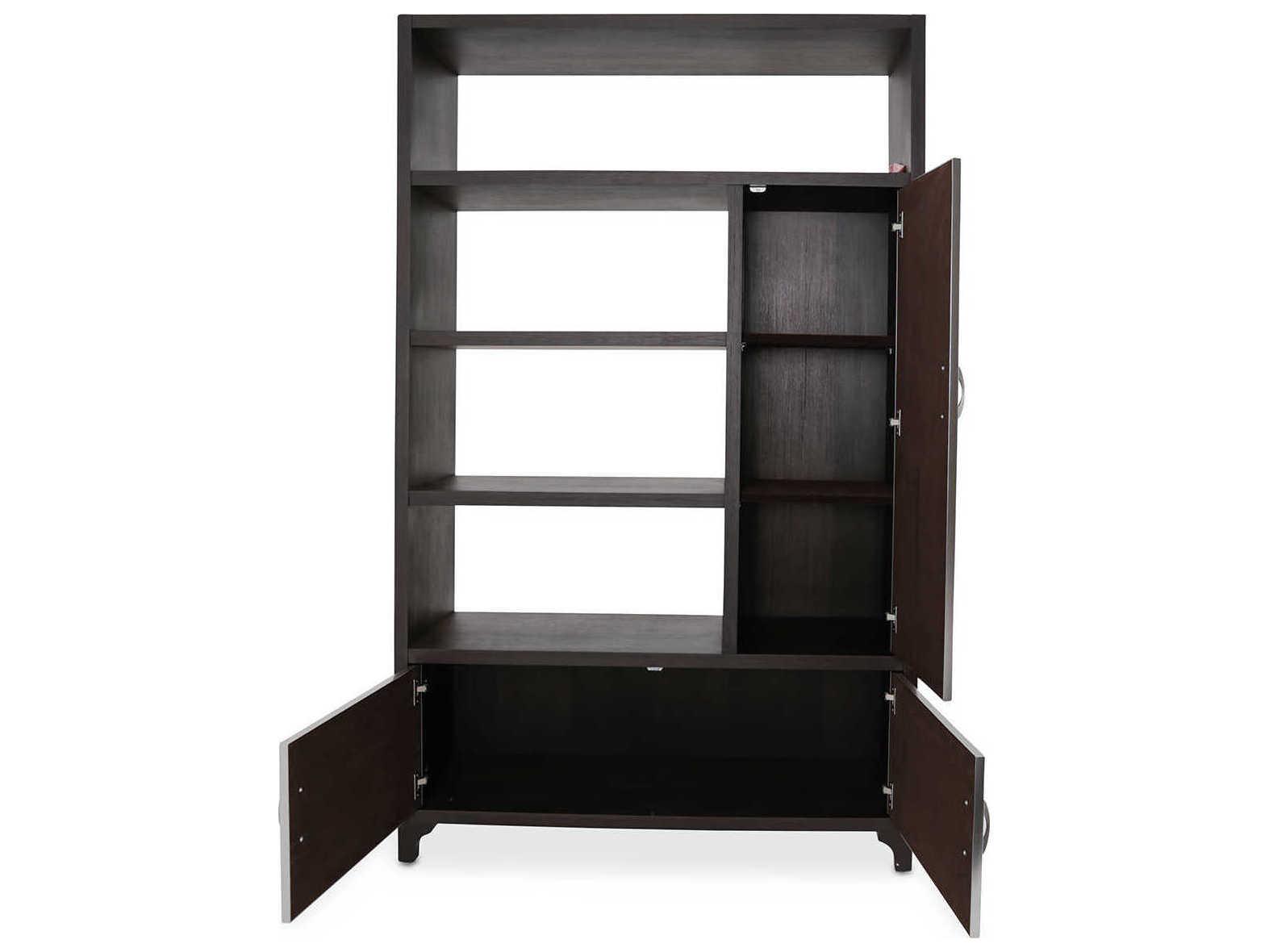 Michael Amini Pebble Grain Taupe Umber Bookcase