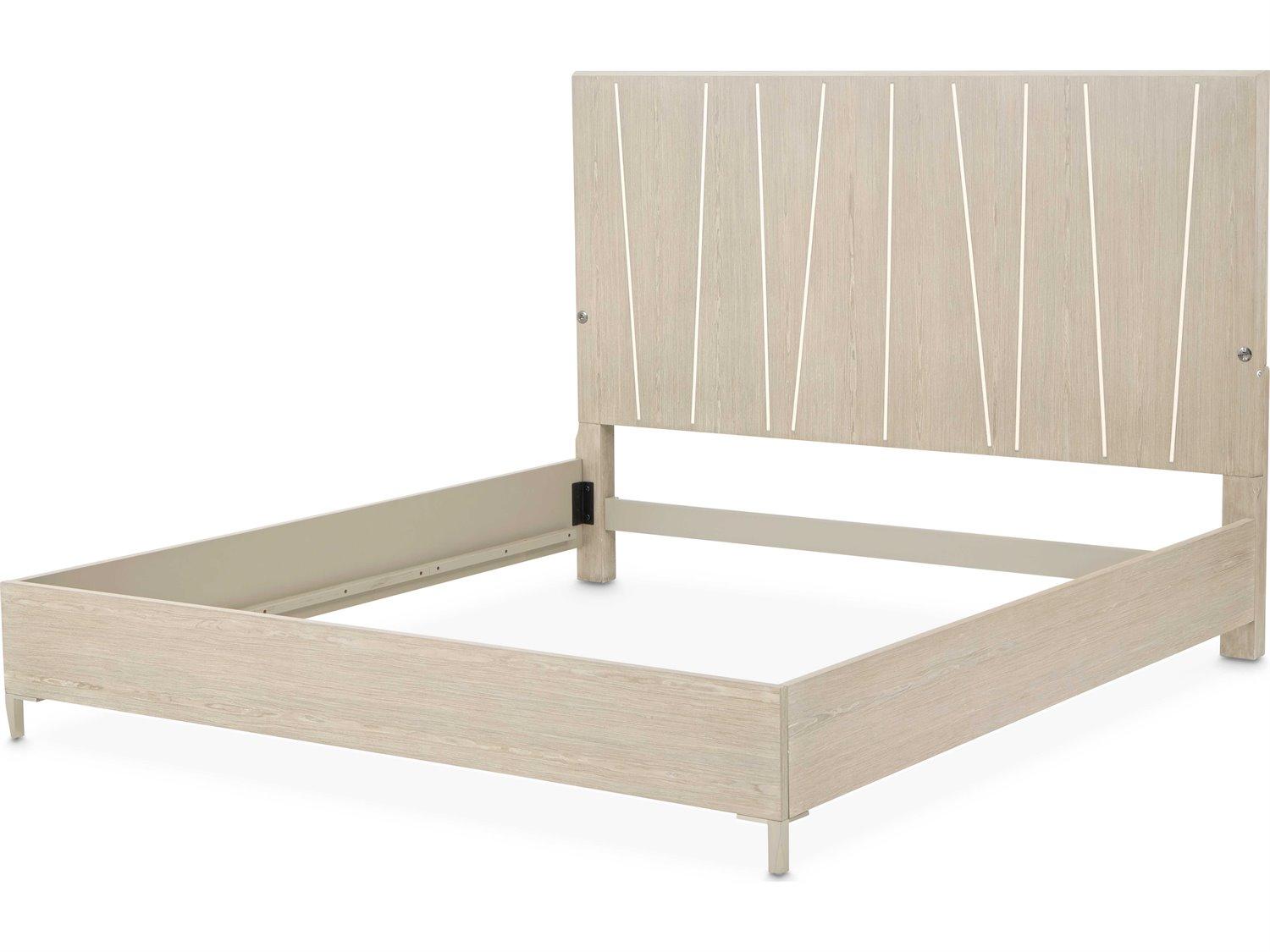 Michael Amini Lotus Bay Sand Beige Rubberwood Wood King Platform Bed