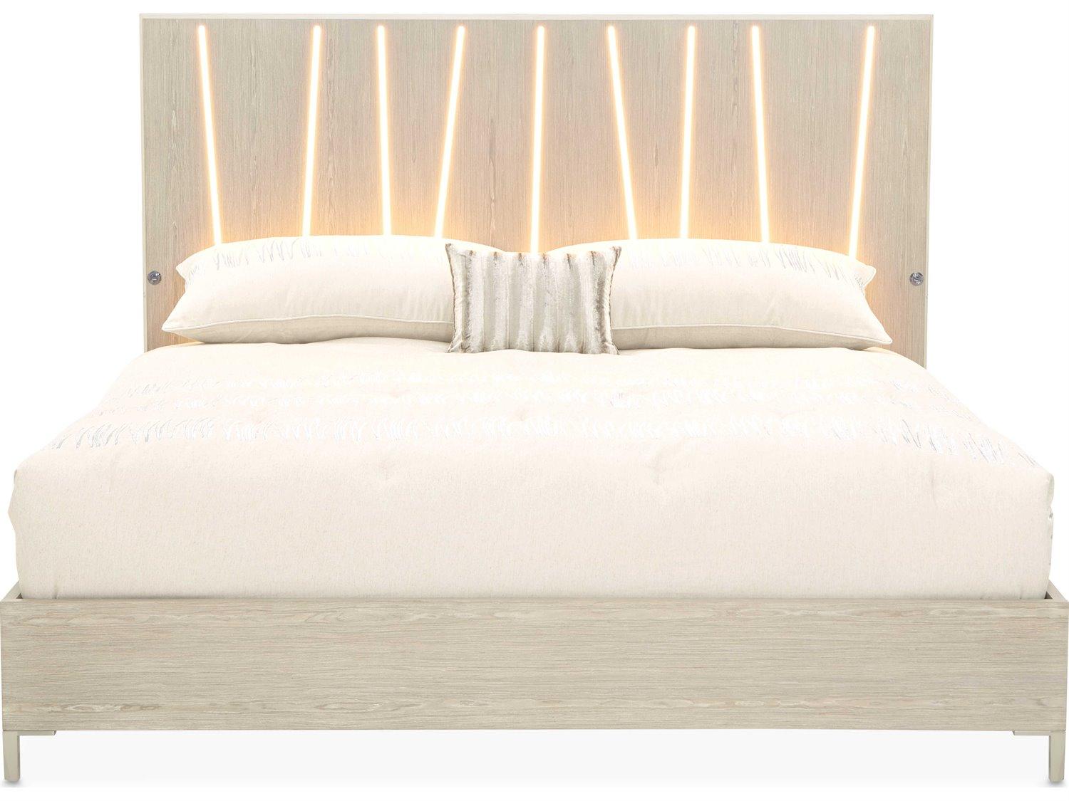 Michael Amini Lotus Bay Sand Beige Rubberwood Wood Queen Platform Bed