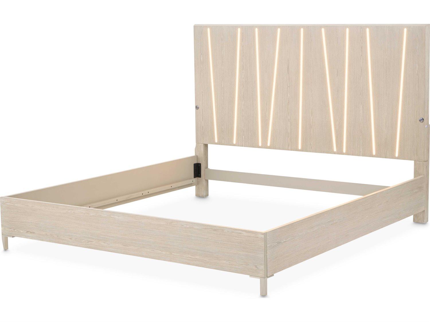 Michael Amini Lotus Bay Sand Beige Rubberwood Wood Queen Platform Bed