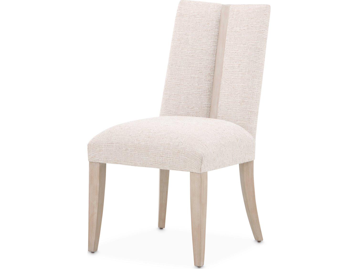Michael Amini Lotus Bay Rubberwood Beige Upholstered Armless Dining Chair Set of 2