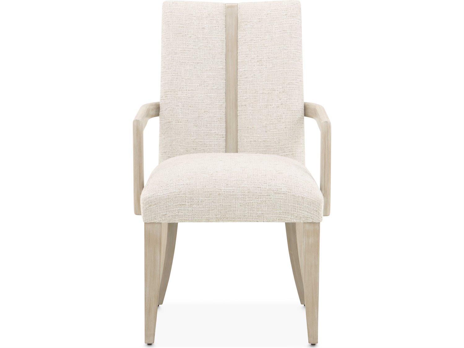 Michael Amini Lotus Bay Rubberwood Beige Upholstered Arm Dining Chair