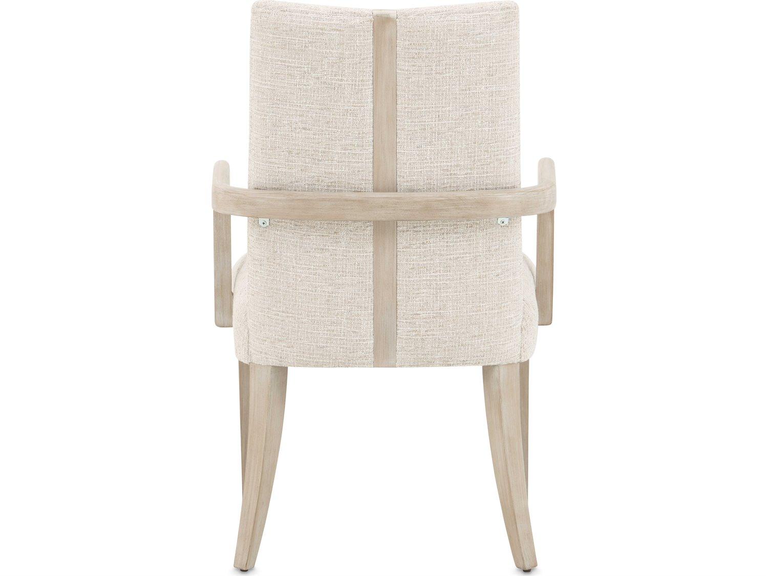 Michael Amini Lotus Bay Rubberwood Beige Upholstered Arm Dining Chair