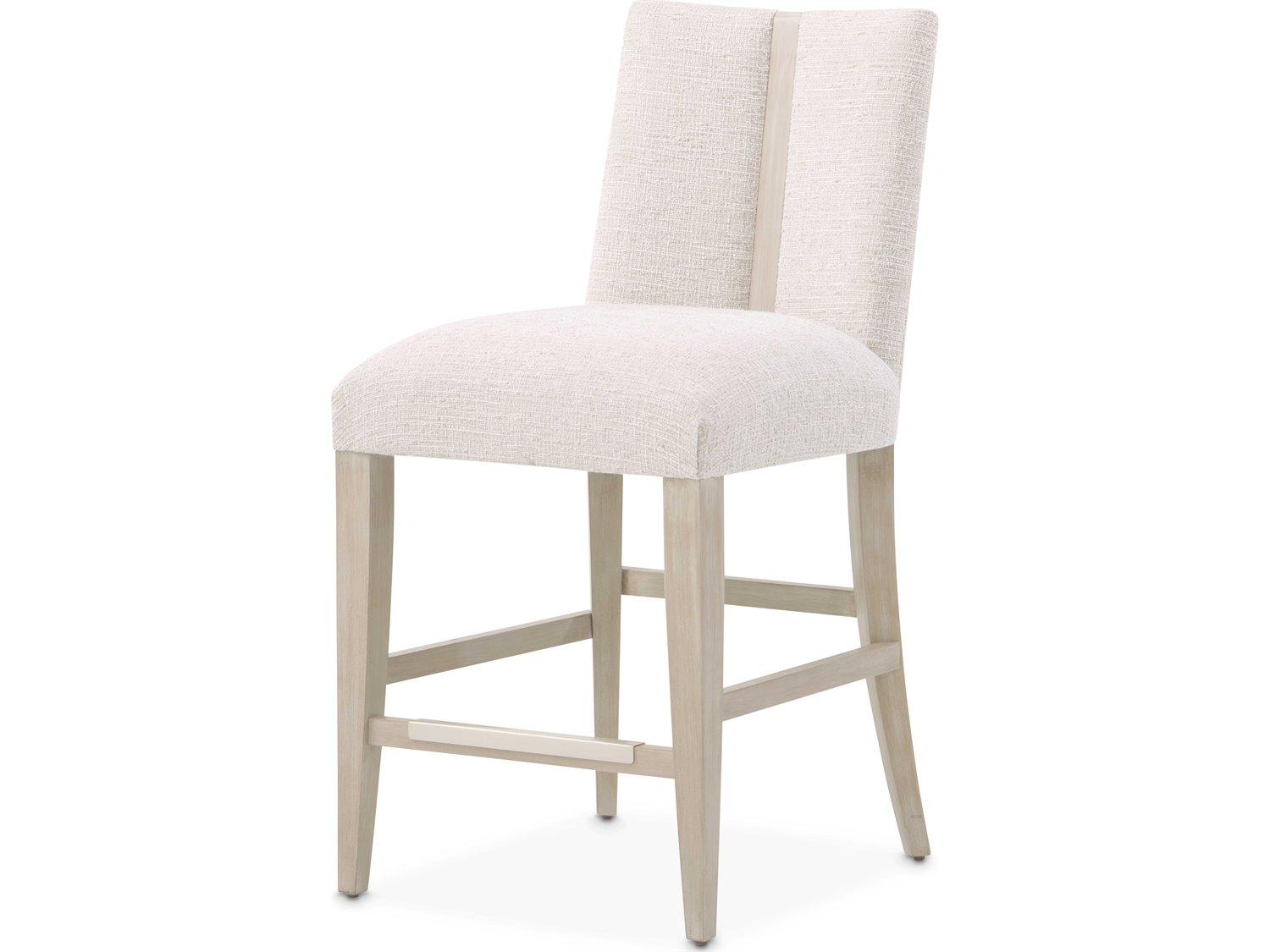 Michael Amini Lotus Bay Sand Upholstered Rubberwood Counter Stool