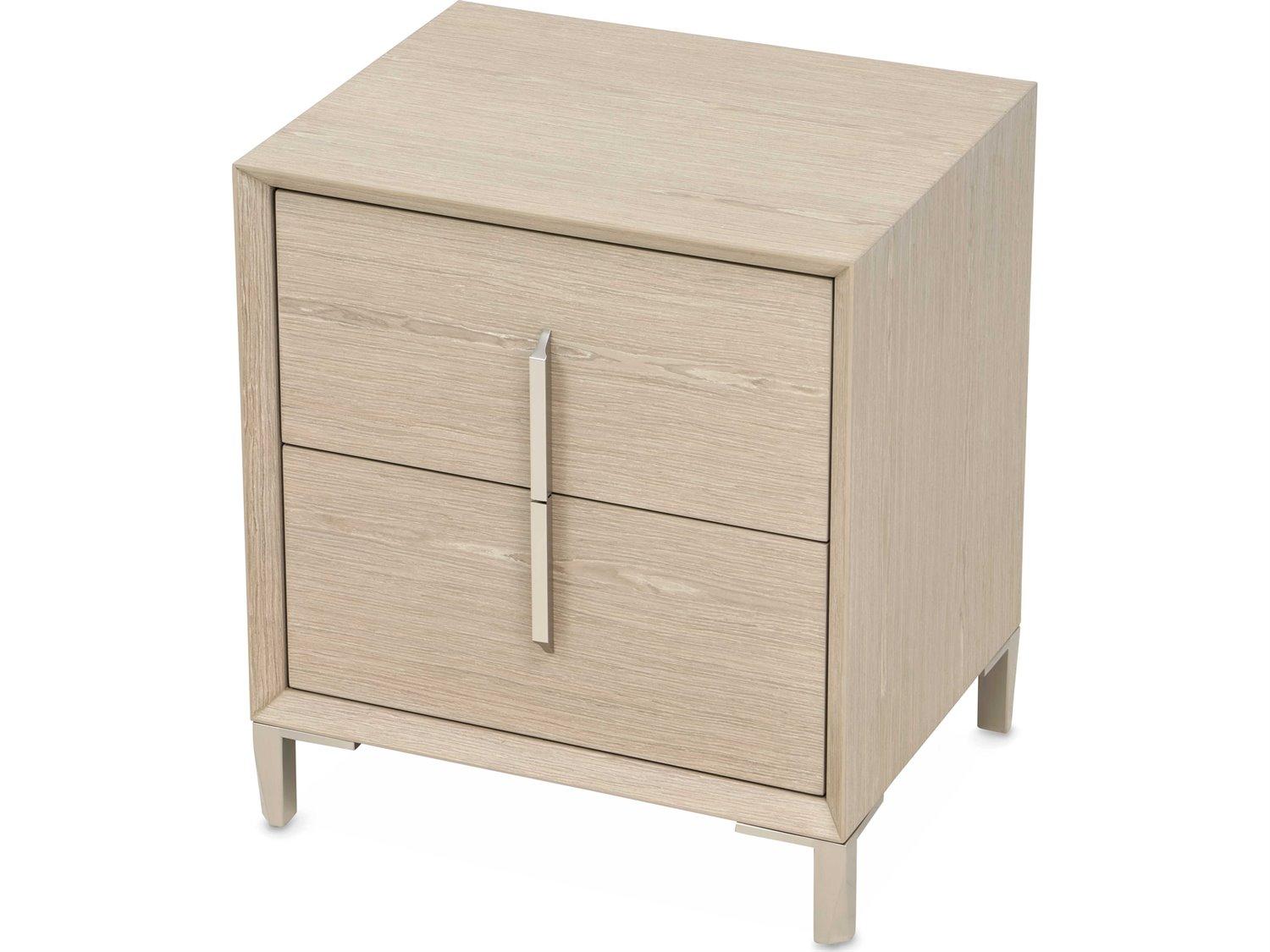 Michael Amini Lotus Bay 2-Drawers Beige Rubberwood Nightstand