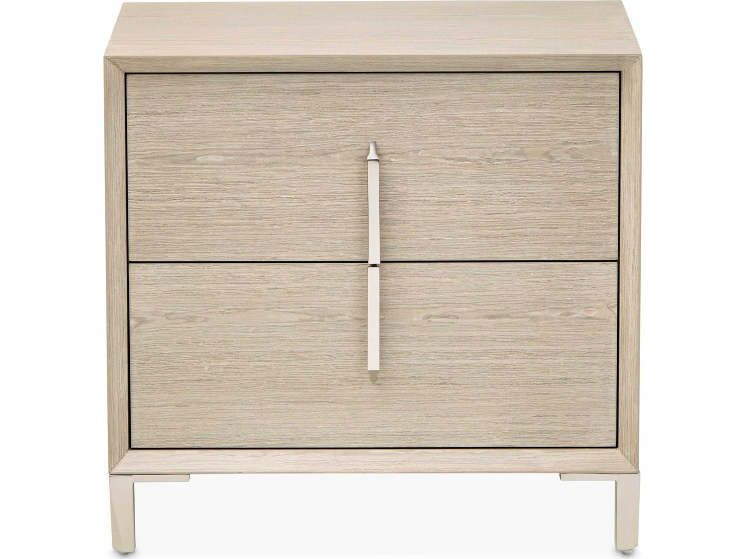 Michael Amini Lotus Bay 2-Drawers Beige Rubberwood Nightstand