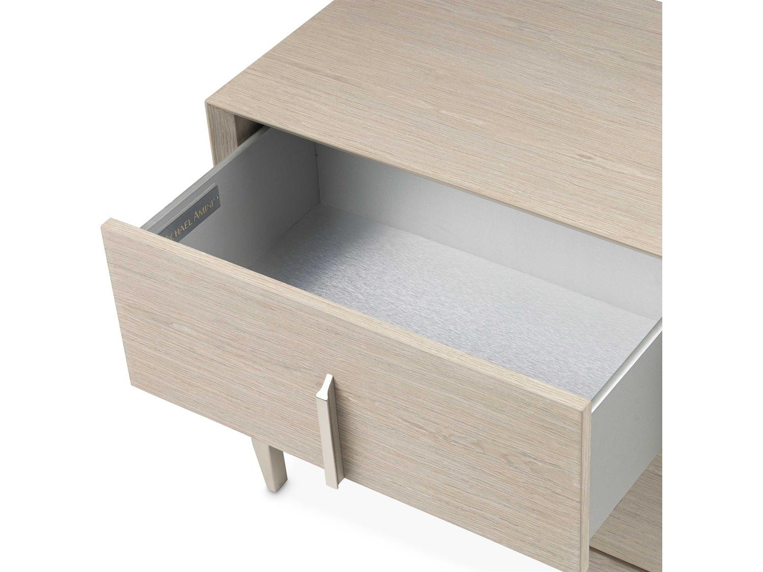 Michael Amini Lotus Bay 2-Drawers Beige Rubberwood Nightstand