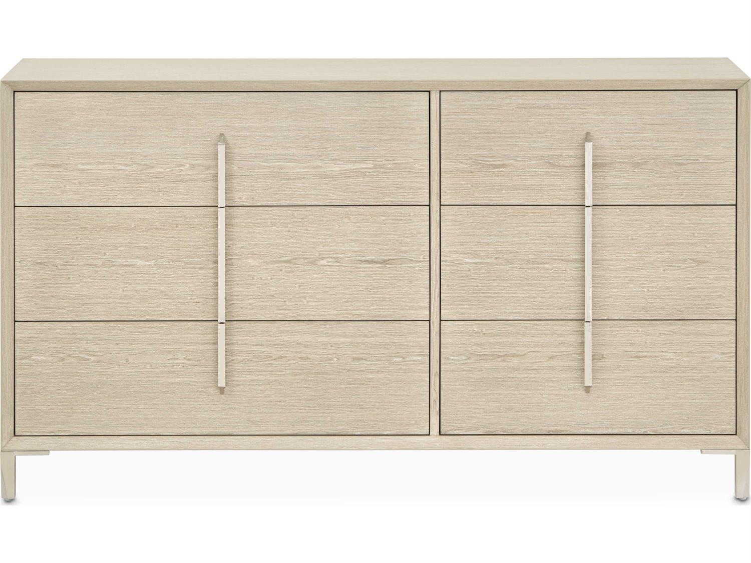 Michael Amini Lotus Bay 6-Drawers Beige Rubberwood Double Dresser