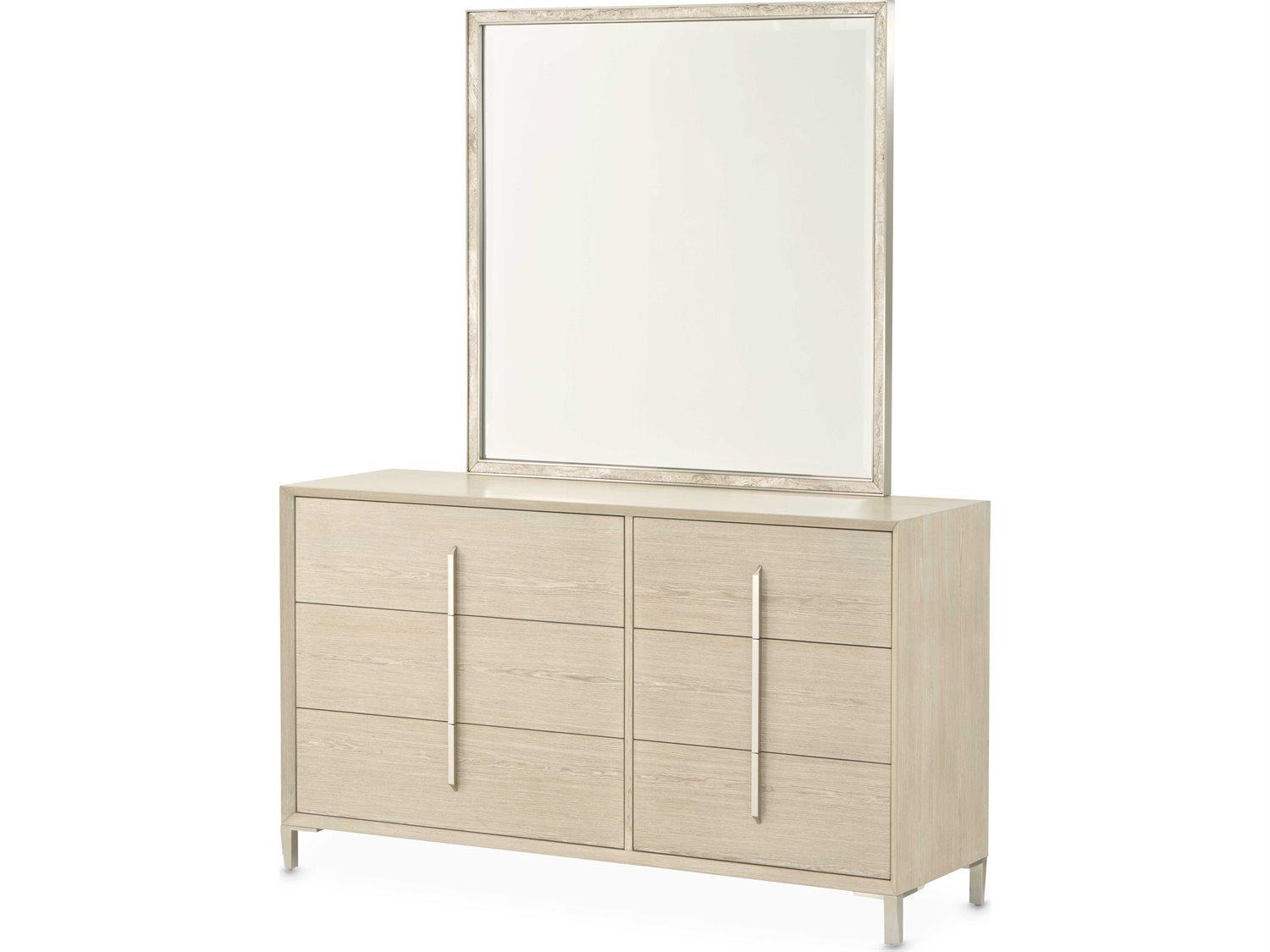 Michael Amini Lotus Bay 6-Drawers Beige Rubberwood Double Dresser