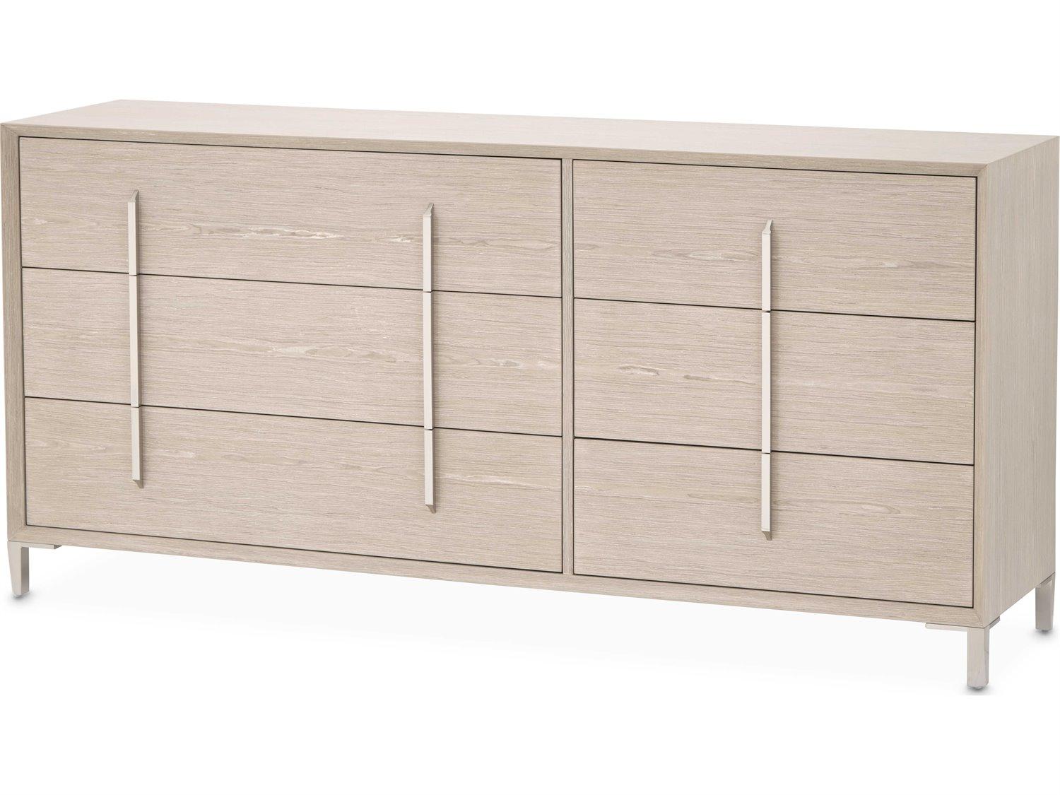 Michael Amini Lotus Bay 6-Drawers Beige Rubberwood Double Dresser