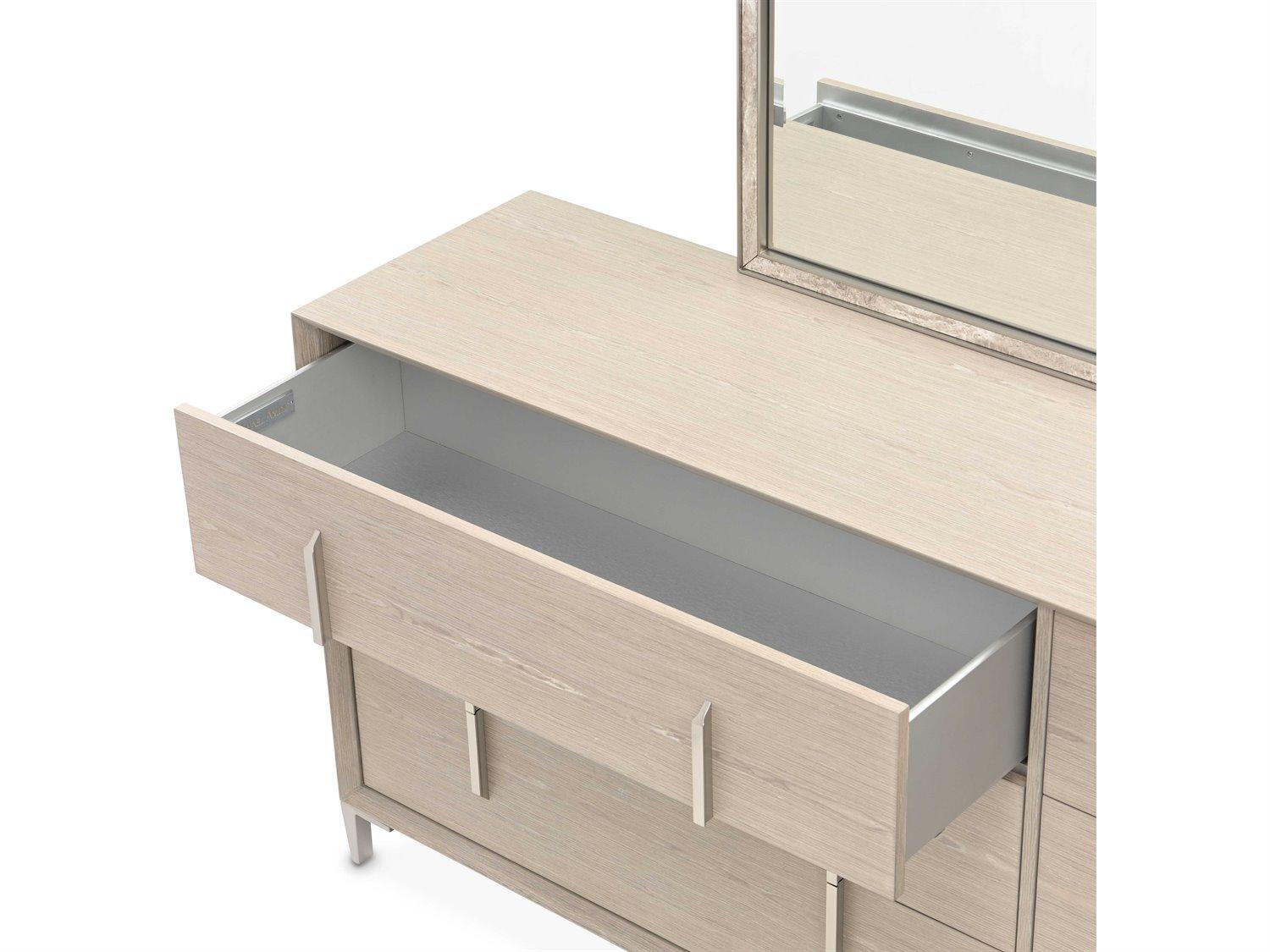 Michael Amini Lotus Bay 6-Drawers Beige Rubberwood Double Dresser