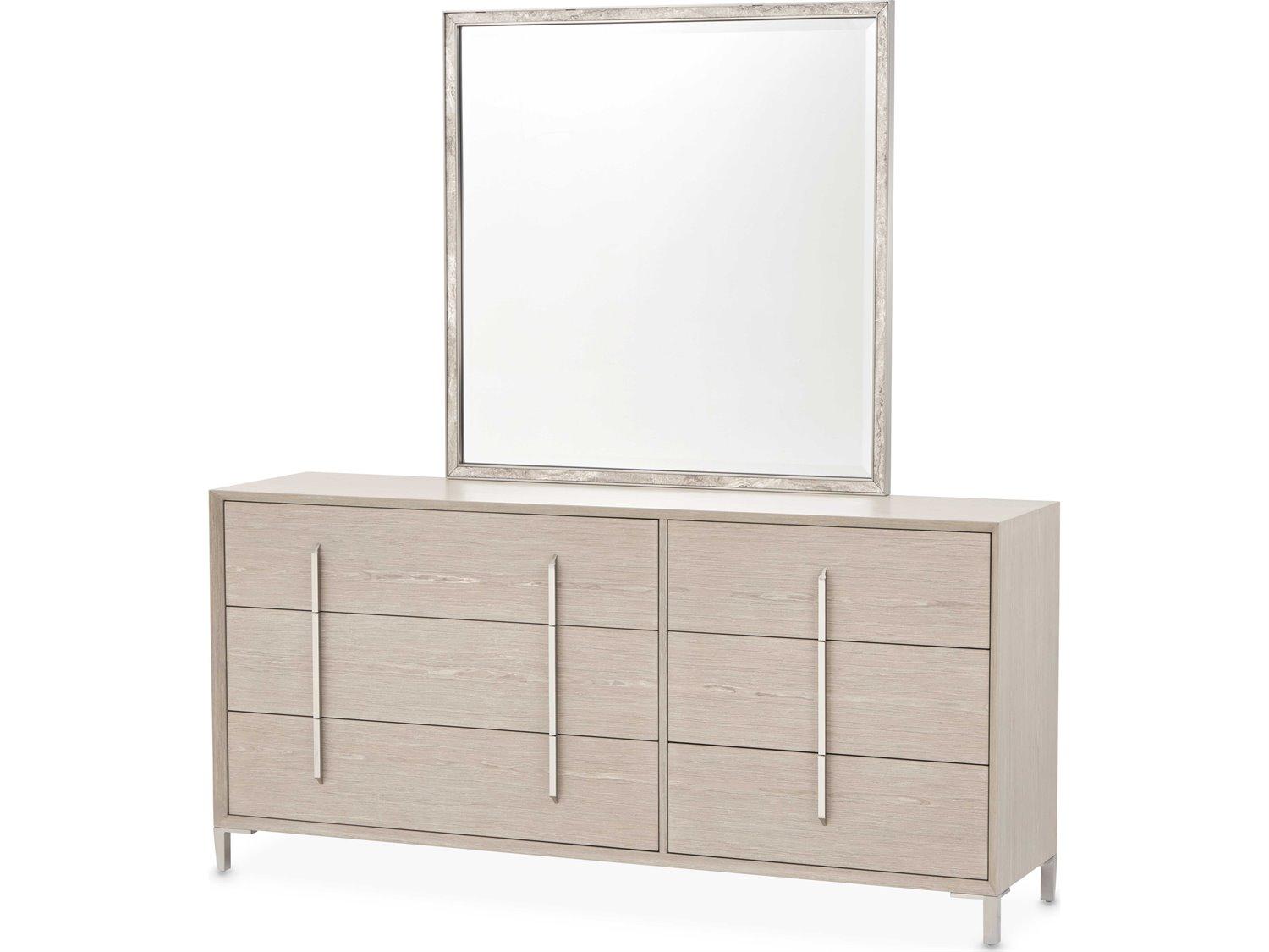Michael Amini Lotus Bay 6-Drawers Beige Rubberwood Double Dresser