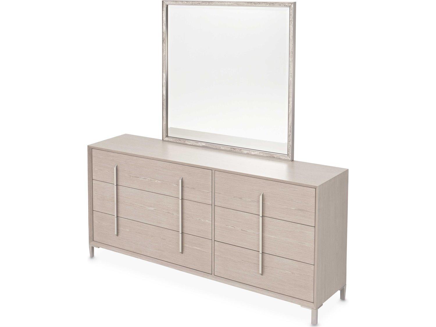 Michael Amini Lotus Bay 6-Drawers Beige Rubberwood Double Dresser