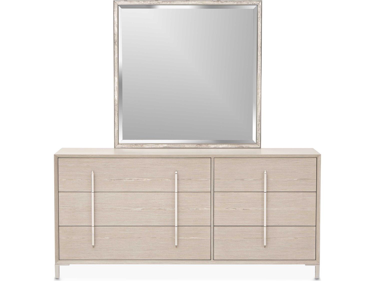 Michael Amini Lotus Bay 6-Drawers Beige Rubberwood Double Dresser