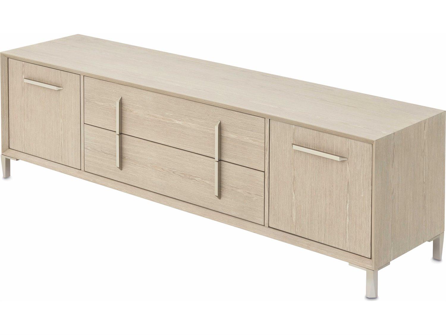 Michael Amini Lotus Bay 74" Rubberwood Sand Media Console