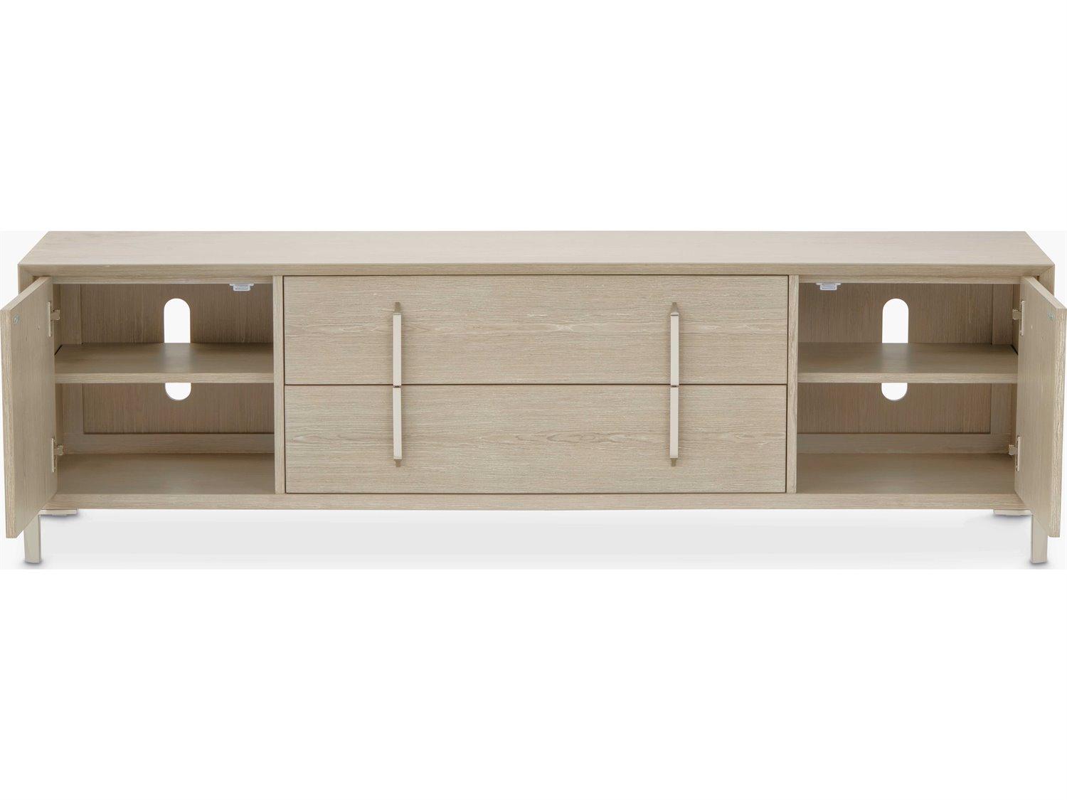 Michael Amini Lotus Bay 74" Rubberwood Sand Media Console