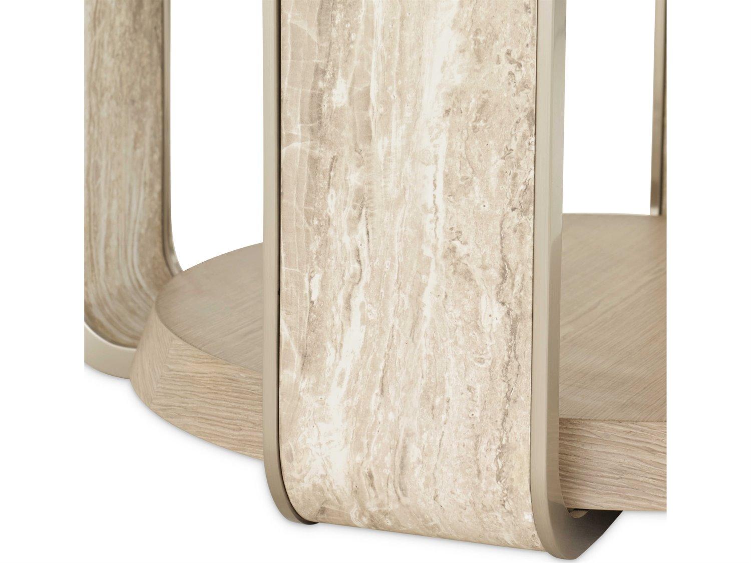 Michael Amini Lotus Bay Round Wood Sand Dining Table