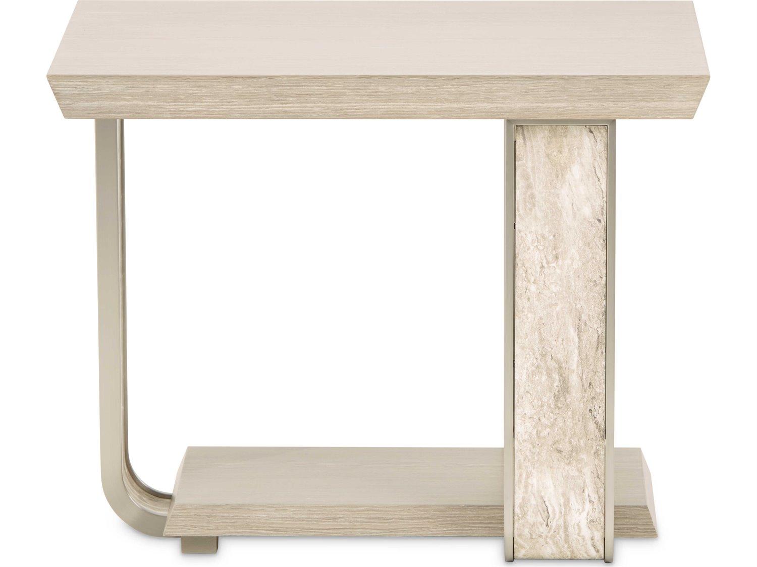 Michael Amini Lotus Bay Rectangular Wood Sand End Table