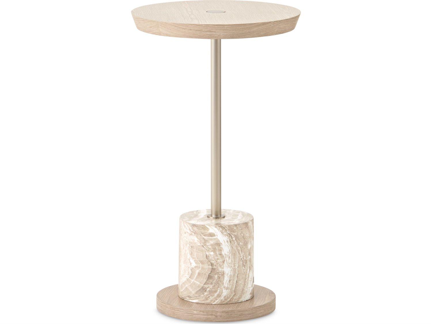 Michael Amini Lotus Bay Round Wood Sand End Table