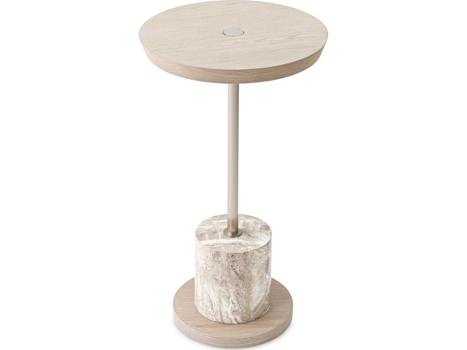 Michael Amini Lotus Bay Round Wood Sand End Table