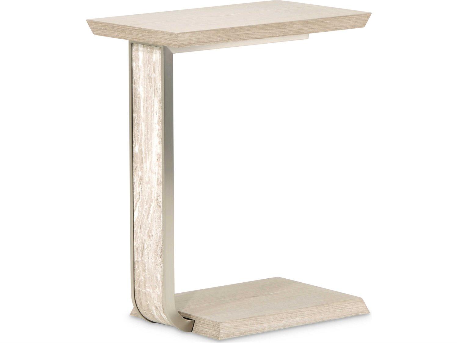Michael Amini Lotus Bay Rectangular Wood Sand End Table
