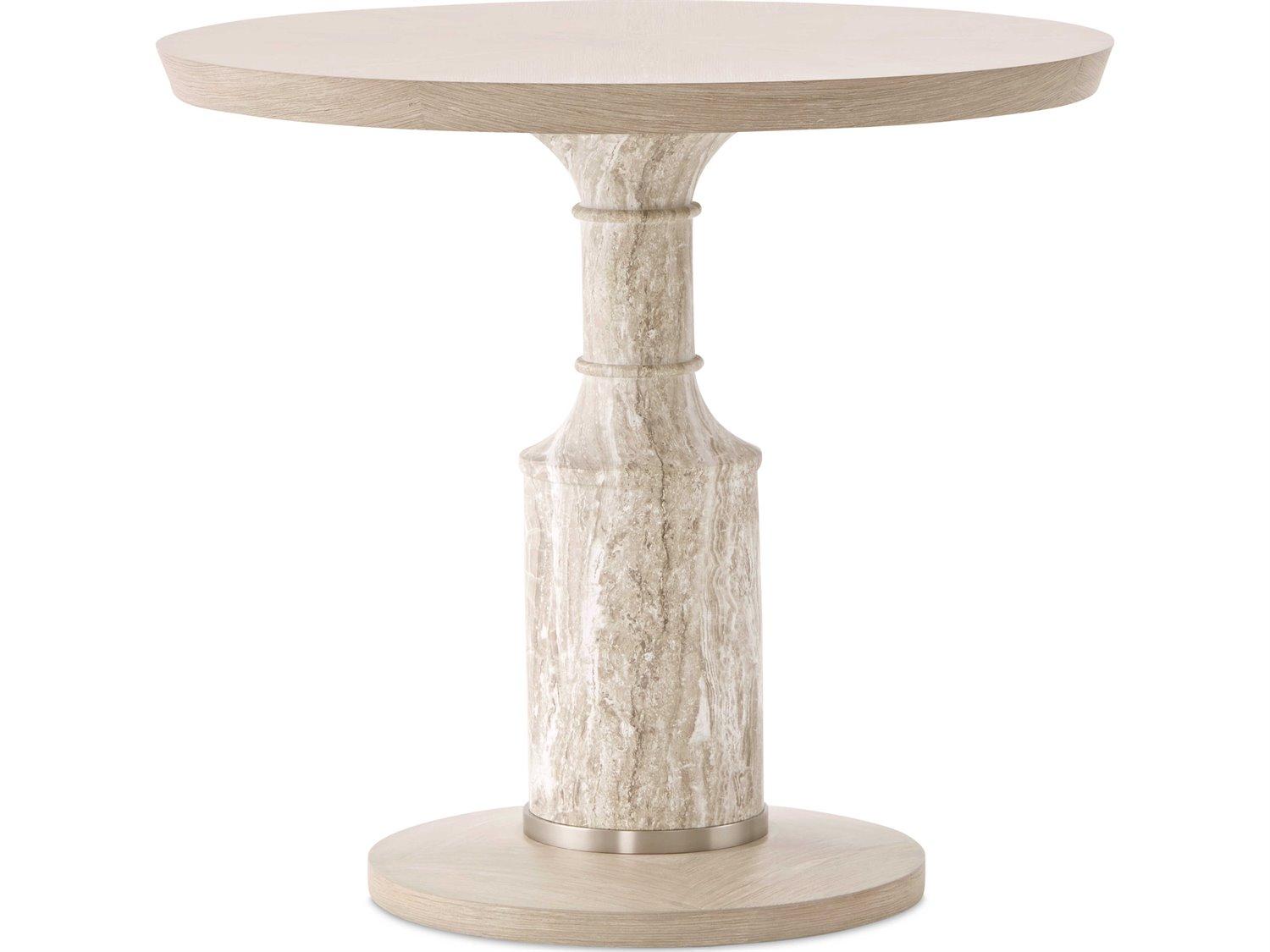 Michael Amini Lotus Bay Round Wood Sand Dining Table