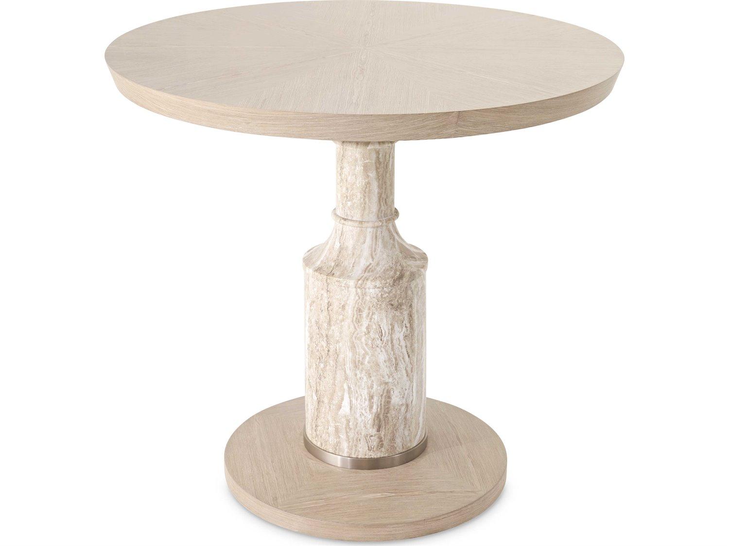 Michael Amini Lotus Bay Round Wood Sand Dining Table
