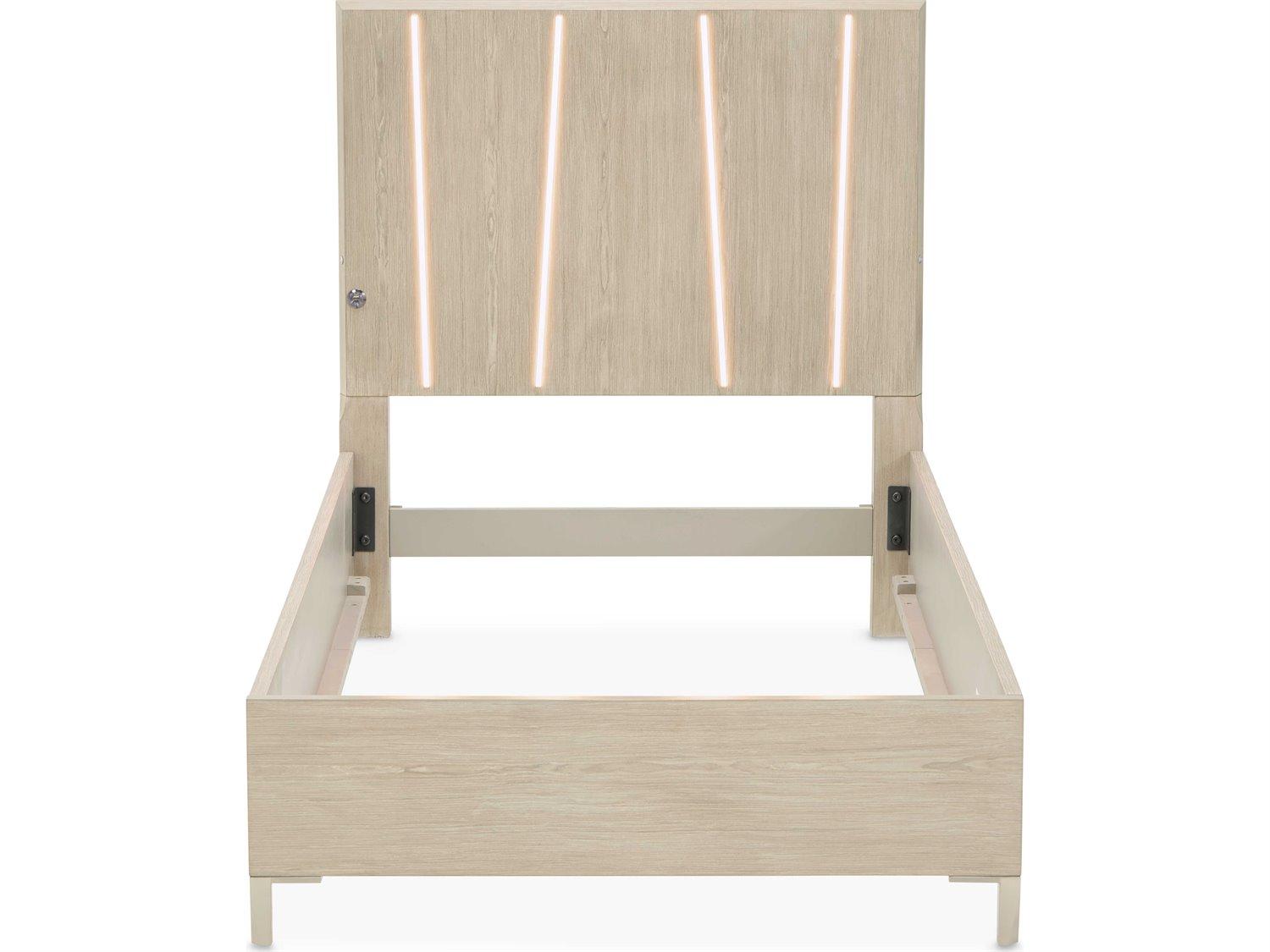 Michael Amini Lotus Bay Sand Beige Rubberwood Wood Twin Platform Bed