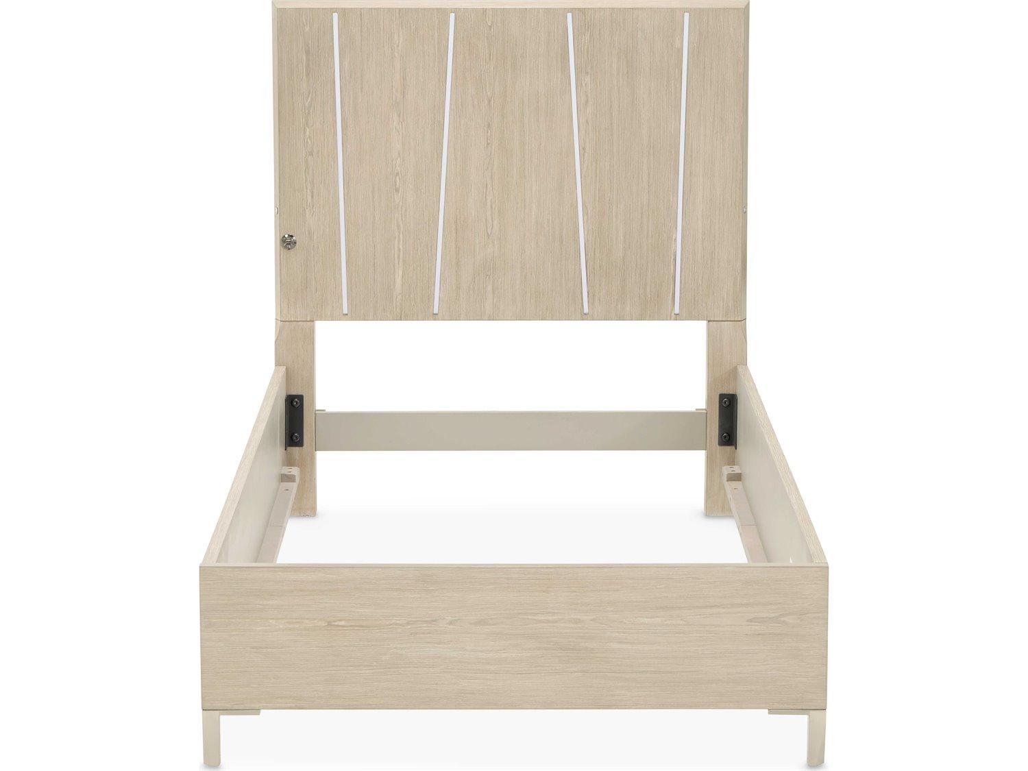 Michael Amini Lotus Bay Sand Beige Rubberwood Wood Twin Platform Bed