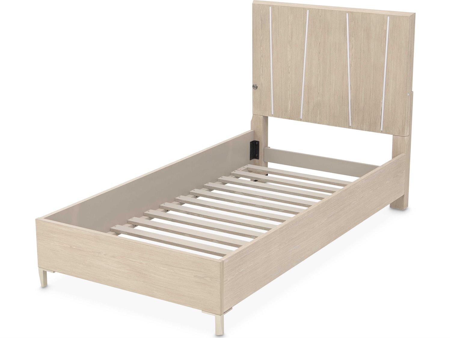 Michael Amini Lotus Bay Sand Beige Rubberwood Wood Twin Platform Bed